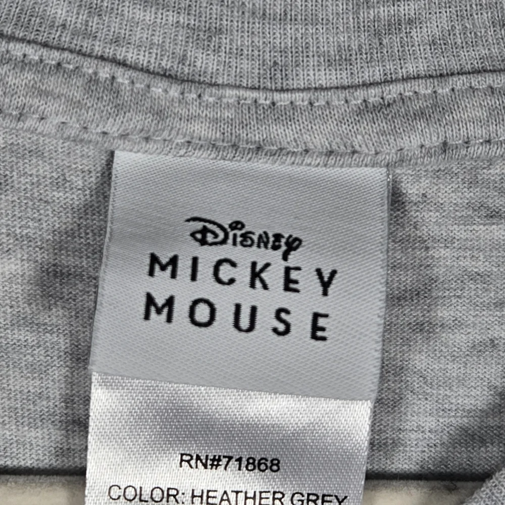 Disney Mickey Mouse Character Embrodered Floral Gray Heathered T-Shirt Large - Picture 2 of 12